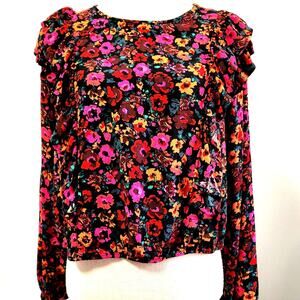 Wild Fable Cropped Waist Top Size XXL Floral Ruffled Cottage Fairy Gather Sleeve
